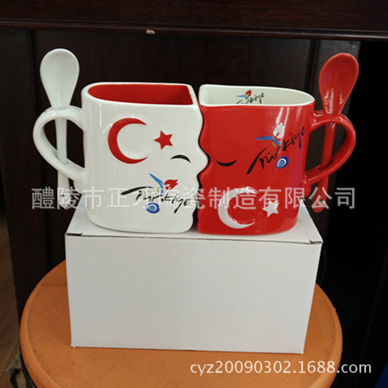 Stock ceramic couple cups, stock ceramic cups, promotional gift cups for mall activities pic 4