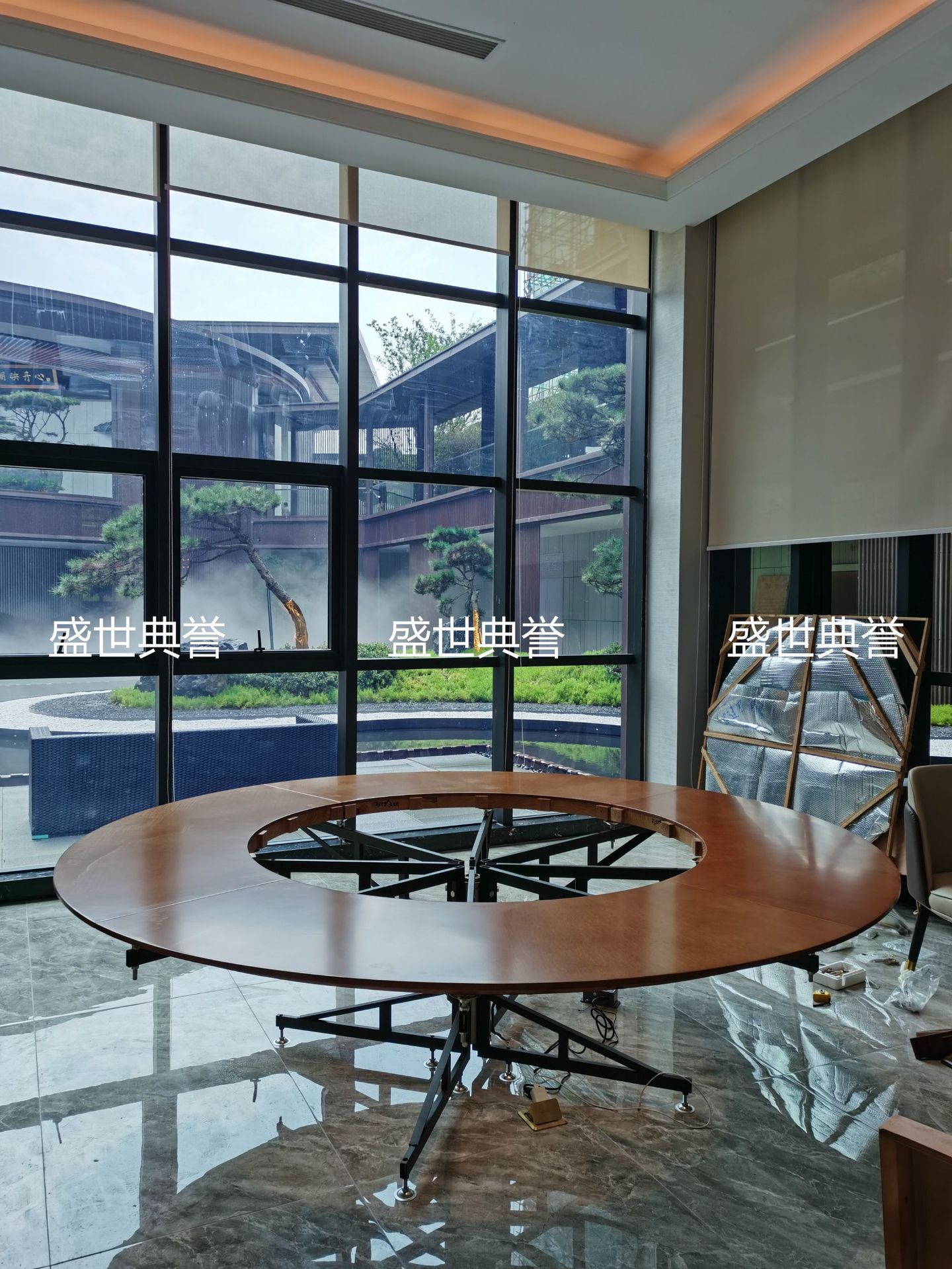 Nantong Seafood Hotel solid wood dining table, restaurant luxury private room, light luxury electric round table, club electric revolving table pic 7