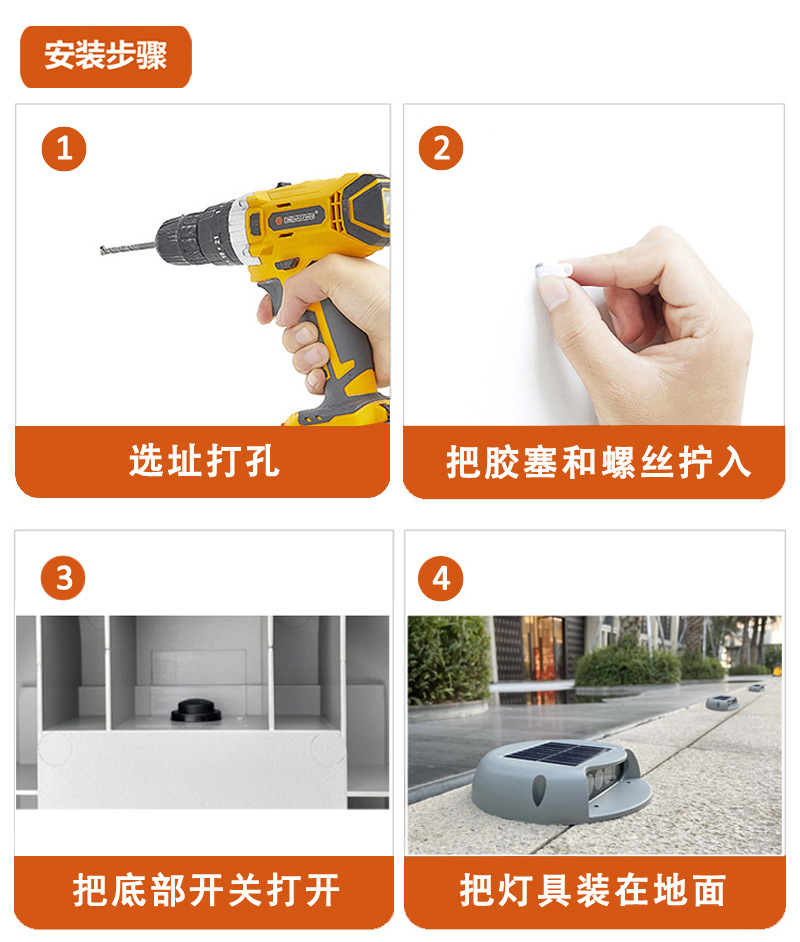Hot-selling cross-border solar walkway lights, courtyard landscape lights, deck lights, boardwalk lights, garden lawn lights pic 6