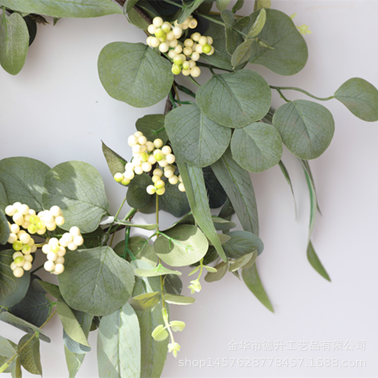 Desheng 2021 Cross-border E-commerce Amazon Spring Color Eucalyptus Leaf Green Fruit Simulation Flower Ring Decoration Manufacturer Wholesale pic 9