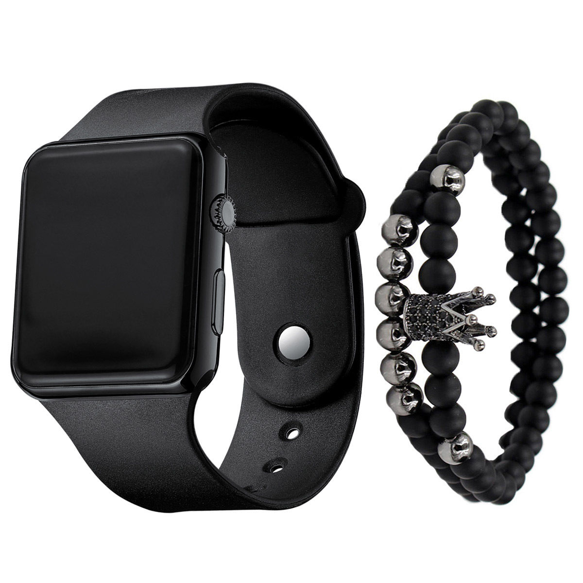 3pcs/set男士时尚简约LED硅胶电子手表+手链套装 现货wrist watch详情7