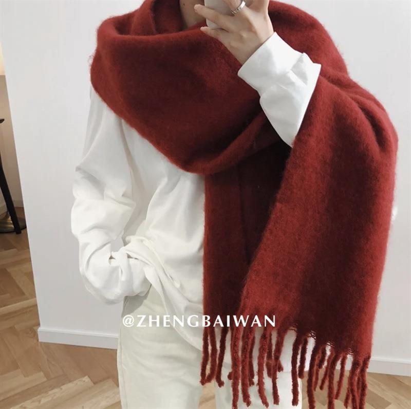 限时抢购价！马海毛绒围巾女14款经典色秋冬保暖柔软加厚围脖纯色详情12
