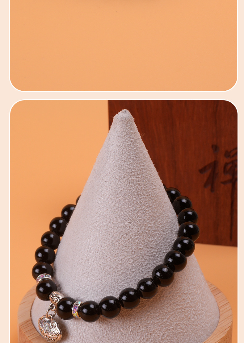 黑曜石手串平安扣手链套装女复古禅意民族风闺蜜高级感情侣手串批手串珠子文玩佛珠详情10