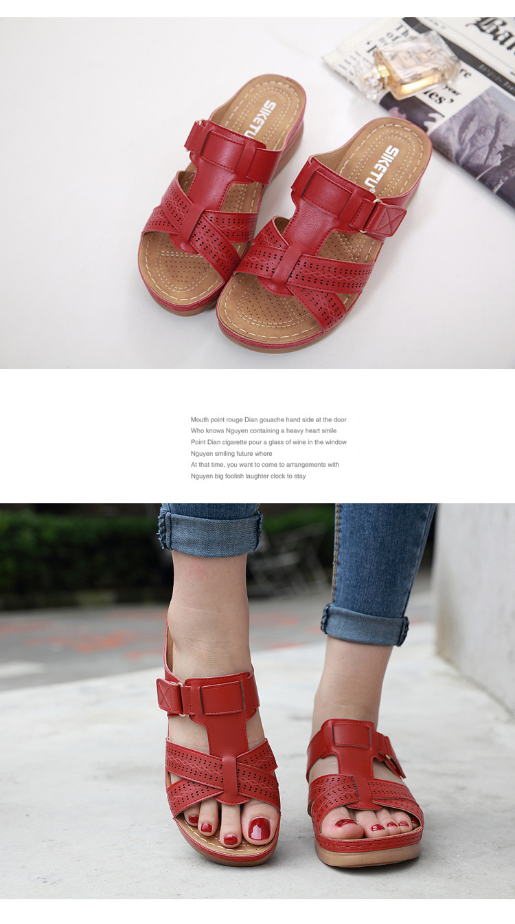 New European and American sandals for women, cross-border car line, mom shoes, large-sized sandals, wedge heel slippers, one-piece consignment pic 44