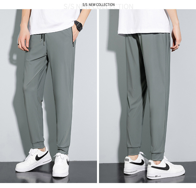 Verano 2022 nuevos pantalones casuales para hombres hielo seda transpirable suelto ligero elástico rápido seco nueve tallas pantalones para hombres tallas grandes pic 23