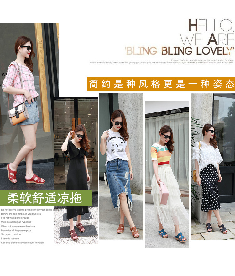 New European and American sandals for women, cross-border car line, mom shoes, large-sized sandals, wedge heel slippers, one-piece consignment pic 4