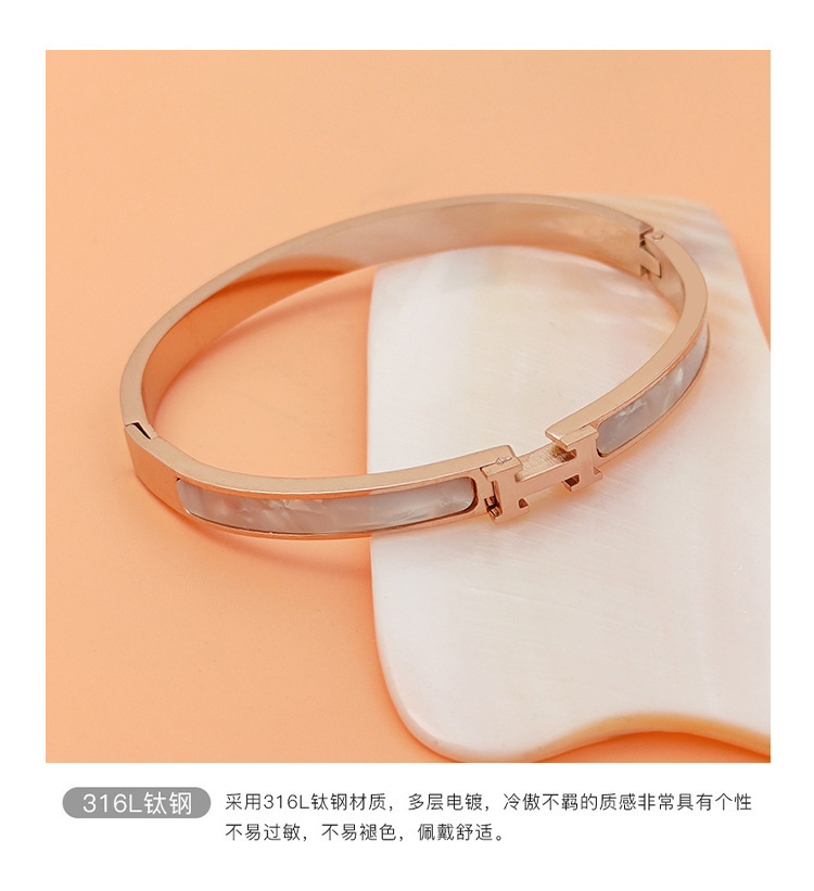 The Korean version of the best-selling titanium steel rose gold H letter bracelet is a fashionable and unique design of a light luxury bracelet accessory pic 6