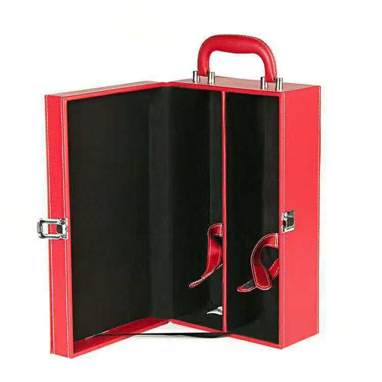 Classic double-bottle red wine box packaging, small double-bottle wine gift box, fashionable wine packaging box pic 20