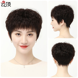 Wig for women with medium to long hair, French Internet celebrity, real hair, hair cover style, collarbone long straight hair, real hair cover factory wholesale pic 6