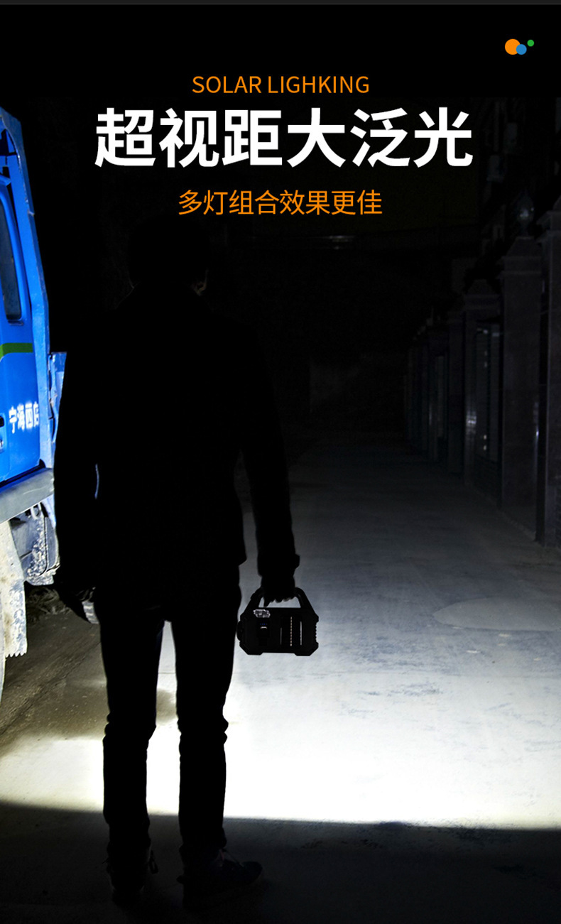 Cross-border direct sales of multi-functional outdoor searchlights, high-intensity flashlights, cob portable lamps, waterproof solar power banks pic 7
