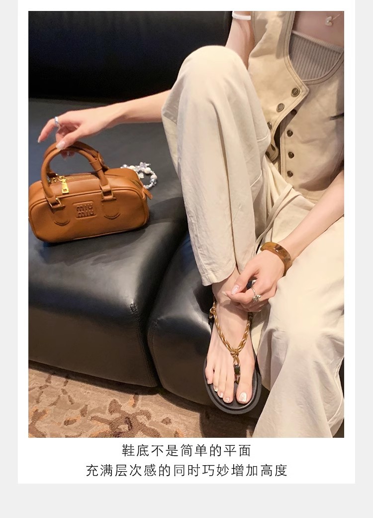 葡萄妈闪闪水钻~罗马风平底绳结百搭夹趾外穿人字拖凉鞋女夏季款详情24