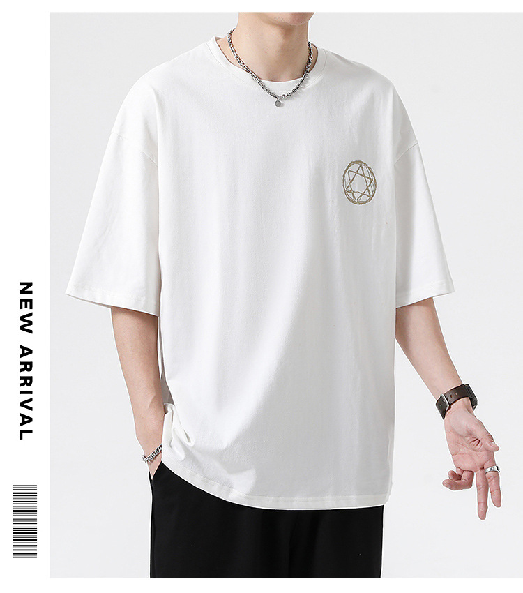 短袖T恤男夏季新款潮流港风宽松t恤加肥加大码百搭半袖体恤衫9XL详情9