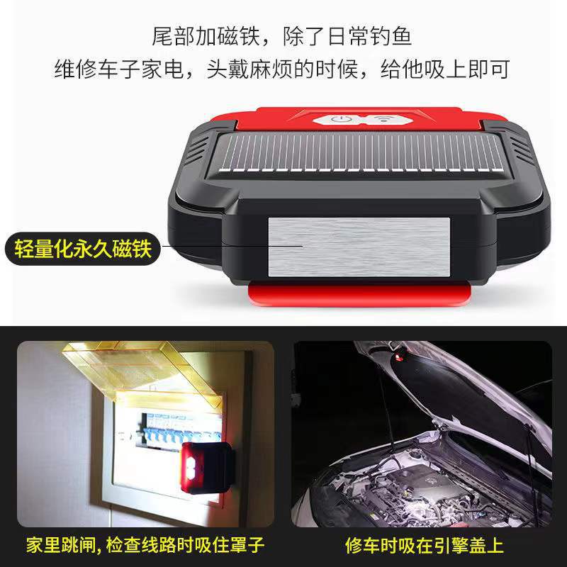 USB induction charging headlamp, cap lamp, LED headlamp, head-mounted night fishing, waterproof fishing, solar energy pic 4