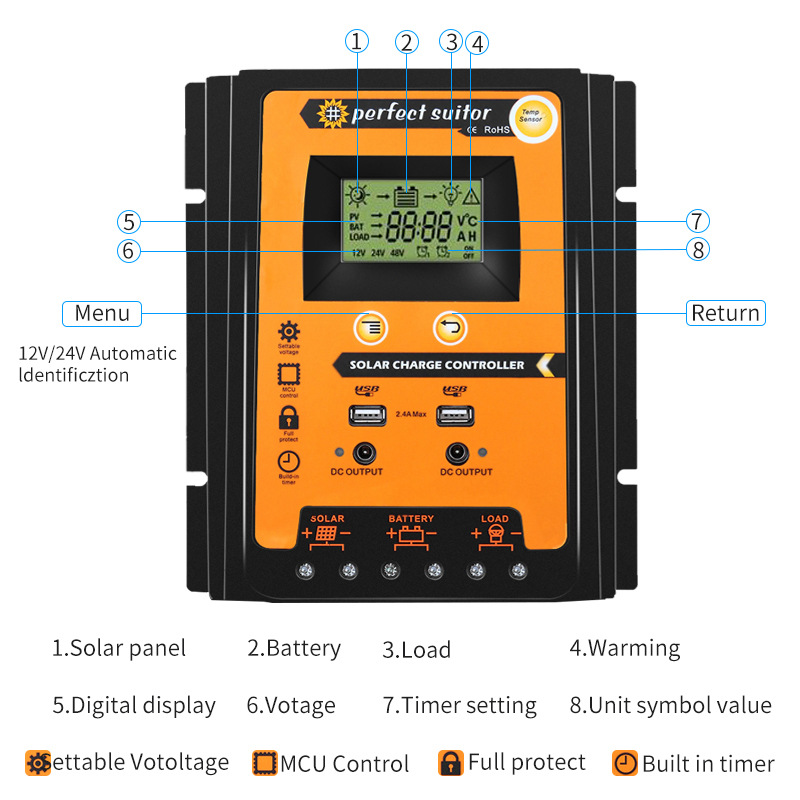 New best-selling PWM solar controllers: 12V, 24V, 30A, 50A, 70A solar cell charge and discharge controllers pic 11