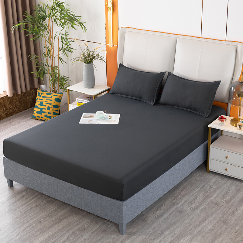 纯色印花床笠单件双人床套床罩防尘床单保护套床笠三件套详情13