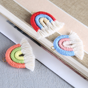 New color-offset double-ended cotton thread tassel handcrafted clothing, cheongsam with lapel button and Chinese-style classical tassel pendant pic 4