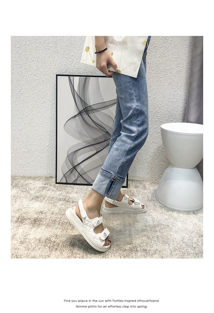 小香风凉鞋女2024新款仙女风真皮魔术贴夏新款百搭平底女鞋ins潮~详情14