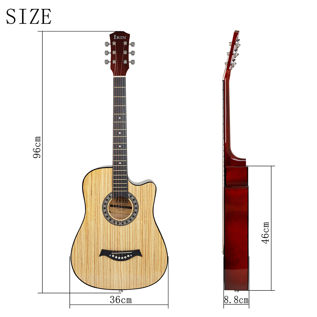 One-piece consignment IRIN 38A corner-missing acoustic guitar practice guitar for beginners, wholesale of entry-level guitar instruments pic 2