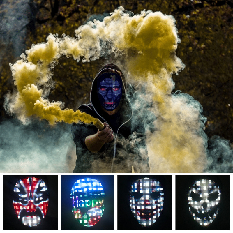 Full-color Bluetooth light-up masks for APP displays, Halloween parties, balls, bars and face-changing props are available in stock pic 24