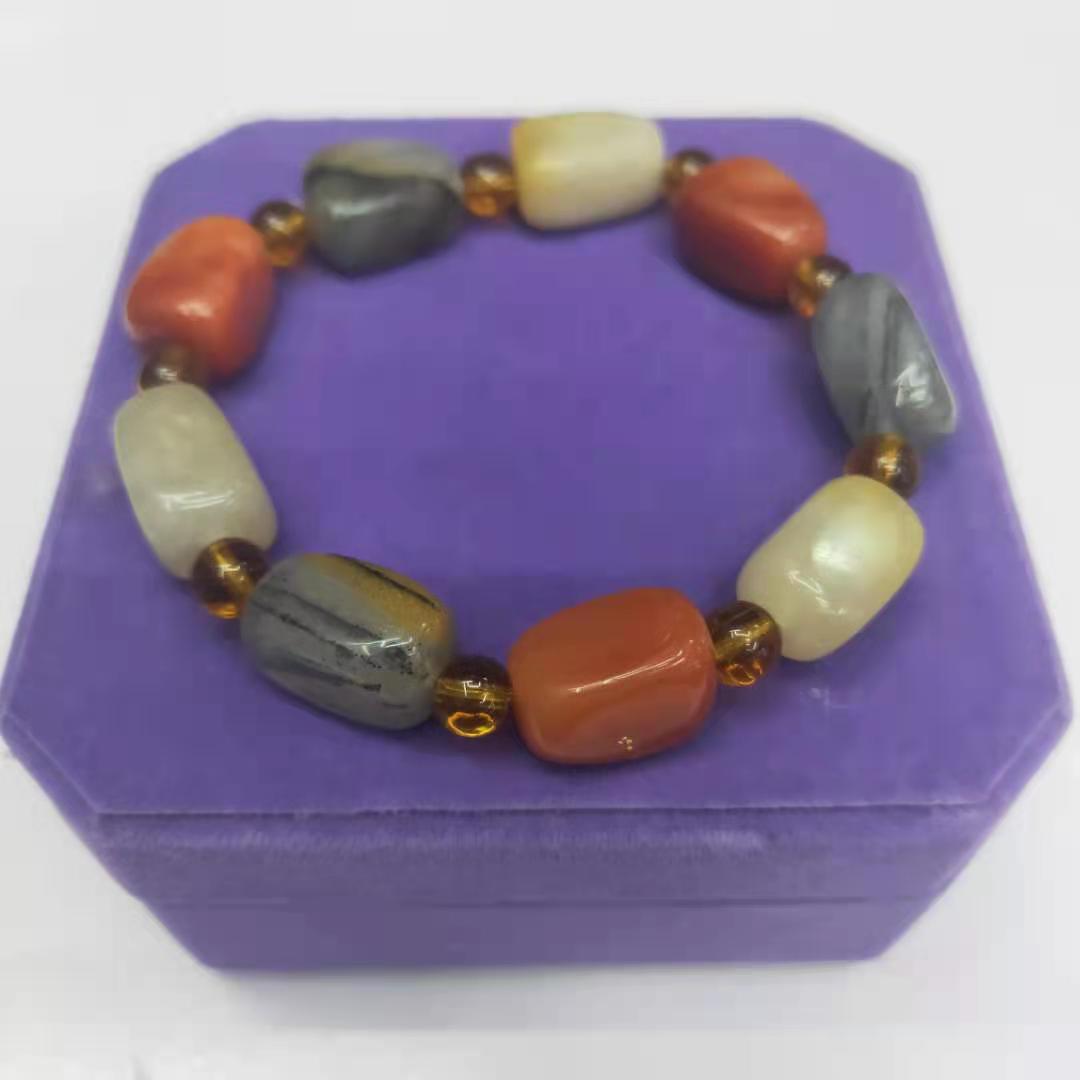 Jewelry and accessories, Xinjiang golden thread jade square irregular combination bracelet, Buddhist prayer beads, jade bracelet diy factory wholesale pic 11