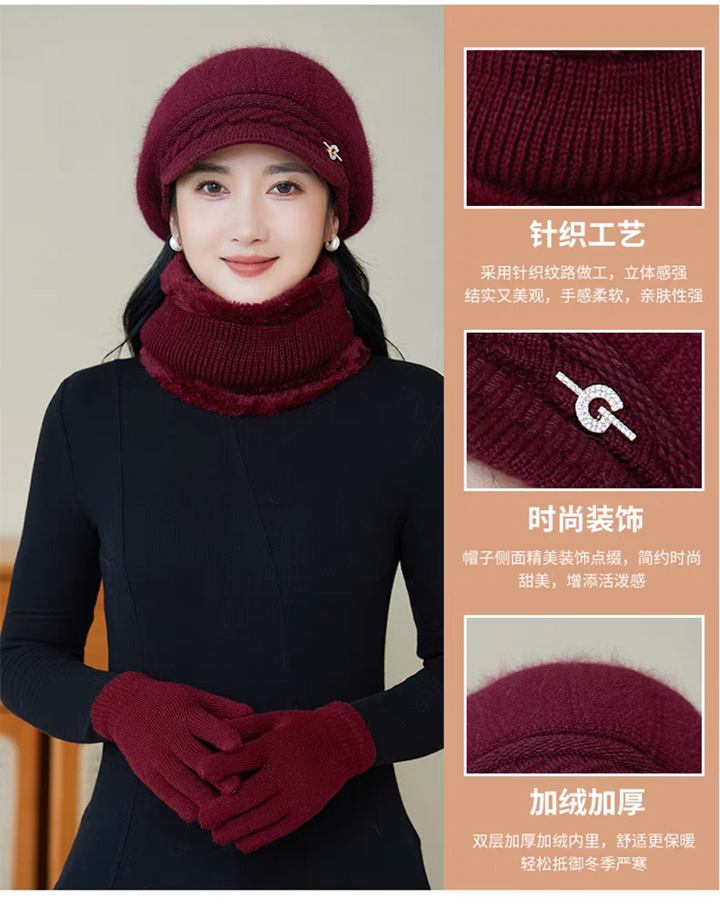 冬季妈妈帽子老太太毛线帽女士加绒兔毛保暖针织帽时尚百搭详情6