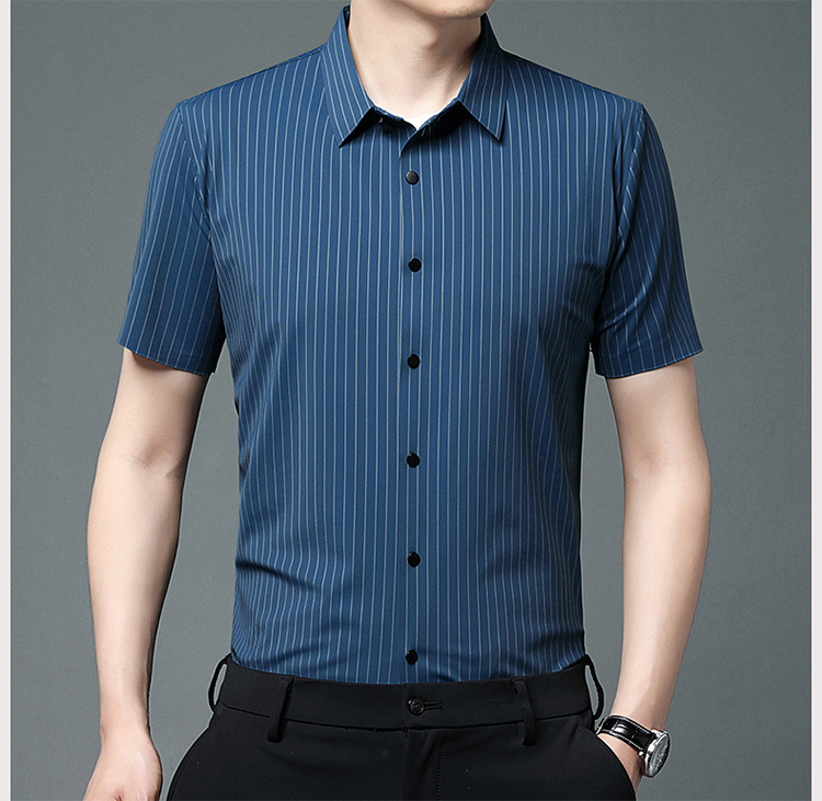 其力男装衬衫短袖男款2023夏季新款商务锦氨高弹力无痕寸衫t恤男详情28