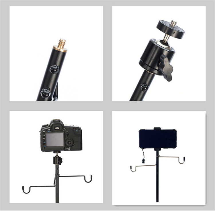 Outdoor camping aluminum alloy folding lamp stand, lightweight and portable lighting pole with pan-tilt phone holder, night market stall pic 4