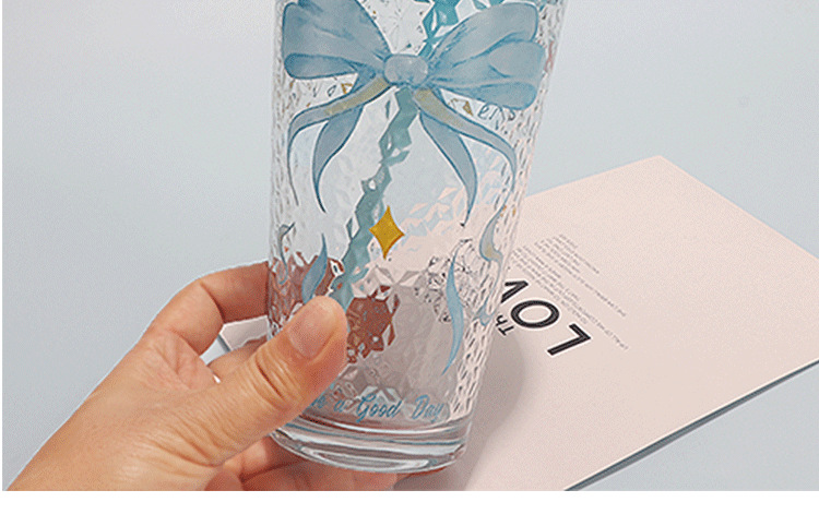 8615玻璃吸管杯女生水杯ins风玻璃杯高颜值办公室奶茶杯子创意碎冰杯详情8