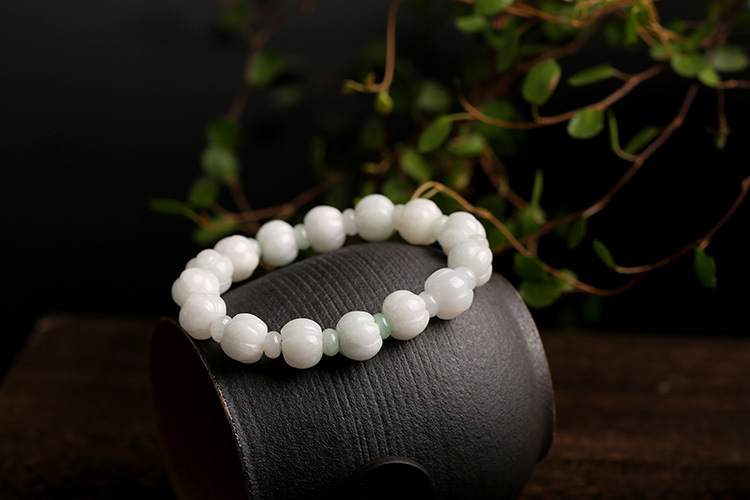 Natural jadeite jade bracelet 10mm, jadeite jade pumpkin bead bracelet, fashionable couple style for men and women pic 7