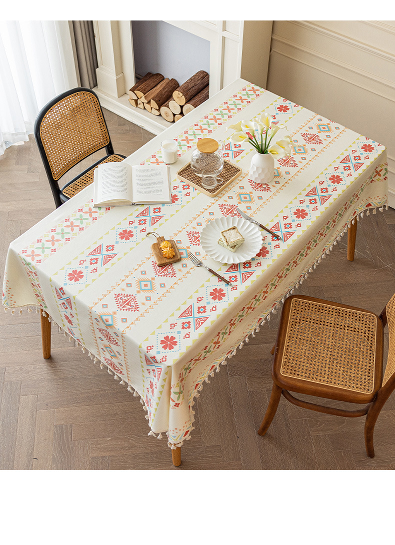 免洗棉麻波西米亚桌布 长方形流苏民族风艺术布艺 防水防油餐桌布 民宿装饰用品 其他分类详情21