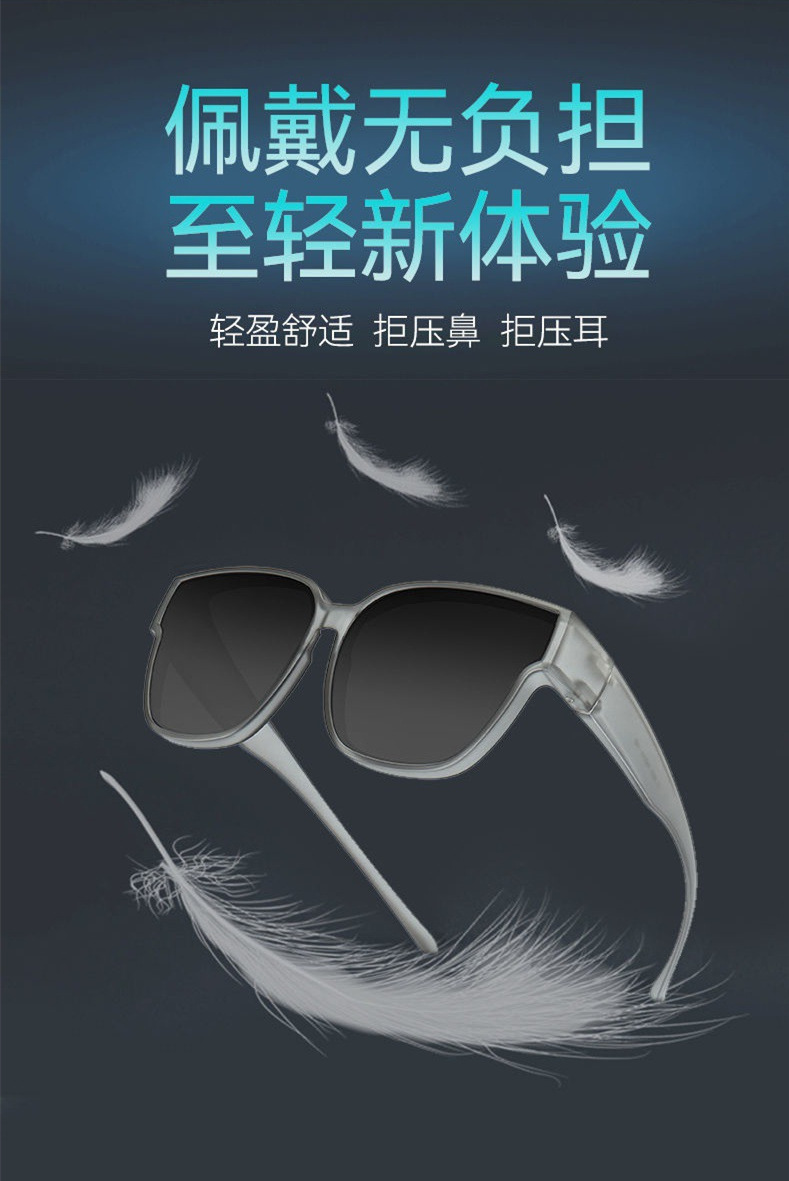 近视套镜便携二合一墨镜防紫外线开车遮阳方框两用太阳镜一件代发详情17