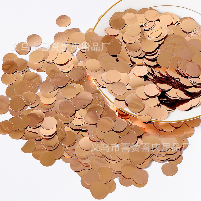 厂价批发气球亮片1.5cm圆形pet波波球填充场景装饰布置玫瑰金亮片详情3
