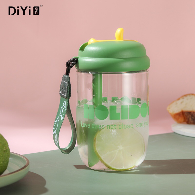 帝怡松果随手杯 吸管饮水口便携提绳 450ml PC材质 春夏新款 批发详情1