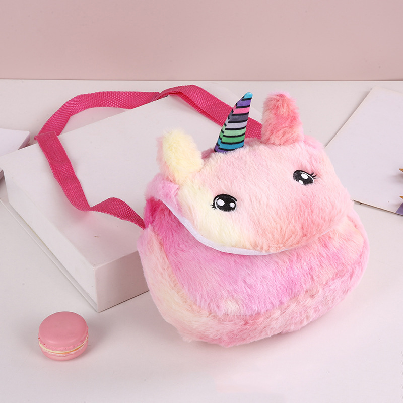 A popular little princess plush unicorn single-shoulder crossbody bag, a cute little schoolbag with a childlike and girlish heart, and a cartoon coin purse pic 7