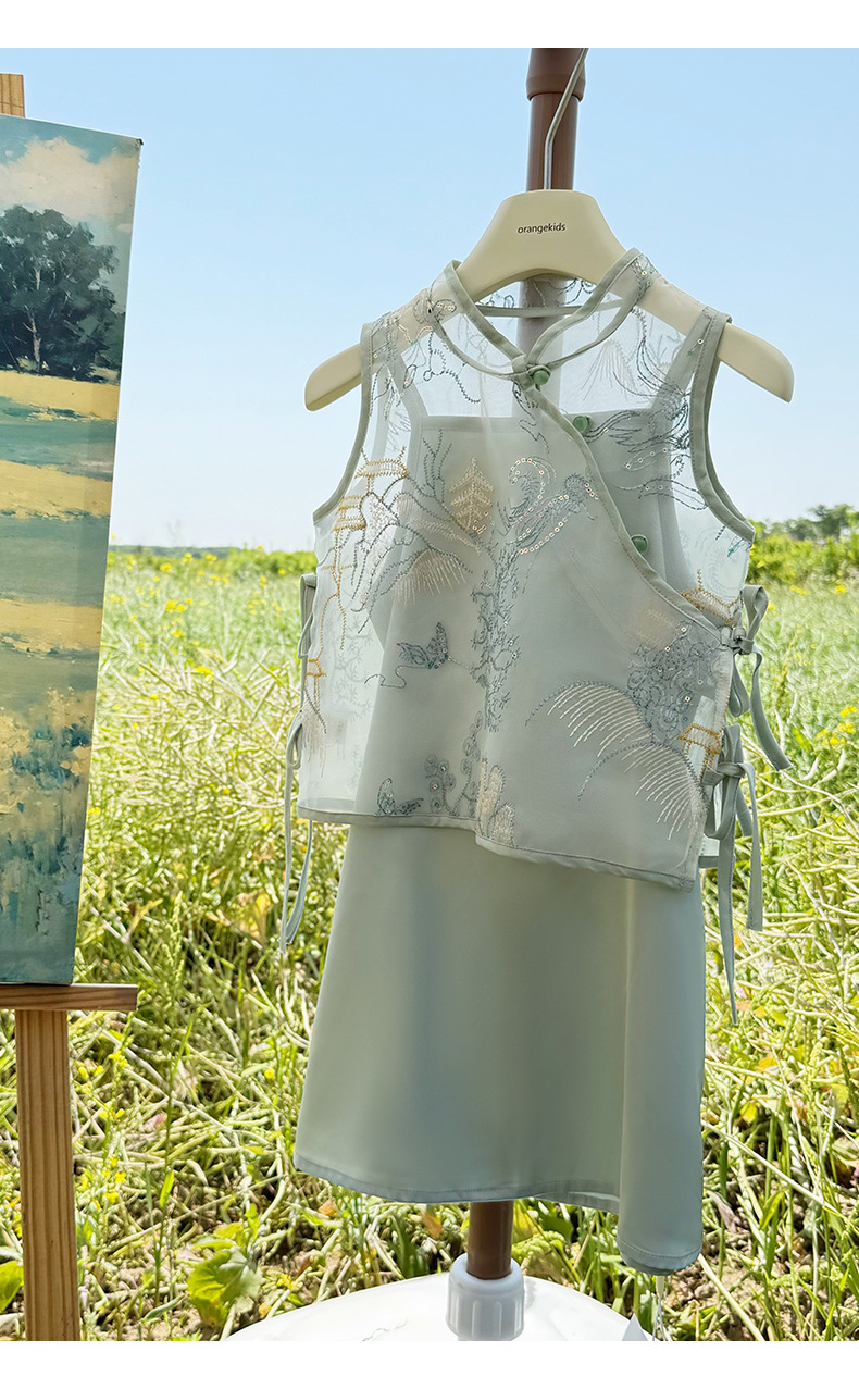 国潮汉服女童夏装2025新款洋气儿童中式套装女孩夏季国风旗袍连衣裙详情19