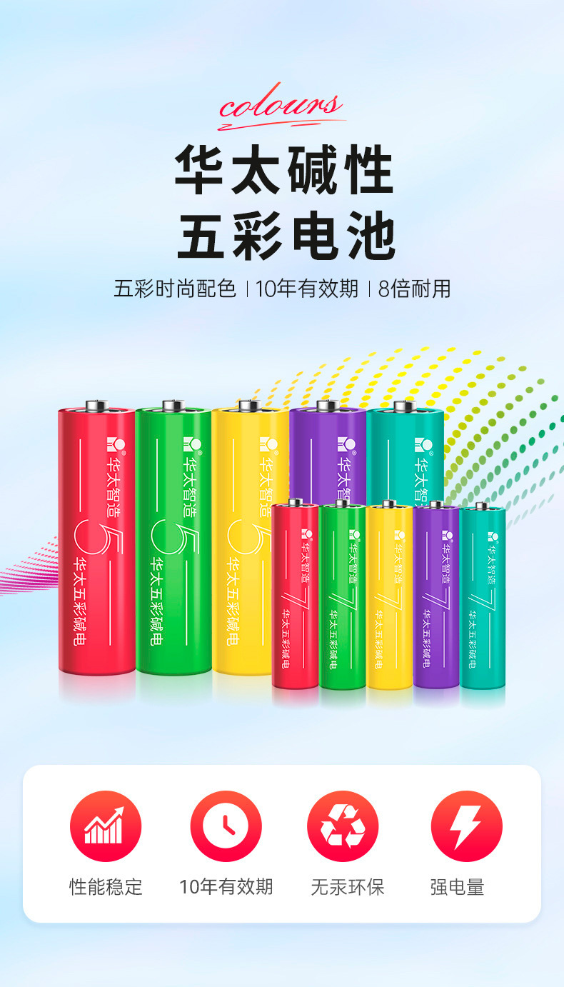 华太五彩碱性干电池五AAA5号七7号1.5v鼠标儿童玩具遥控器电池详情8