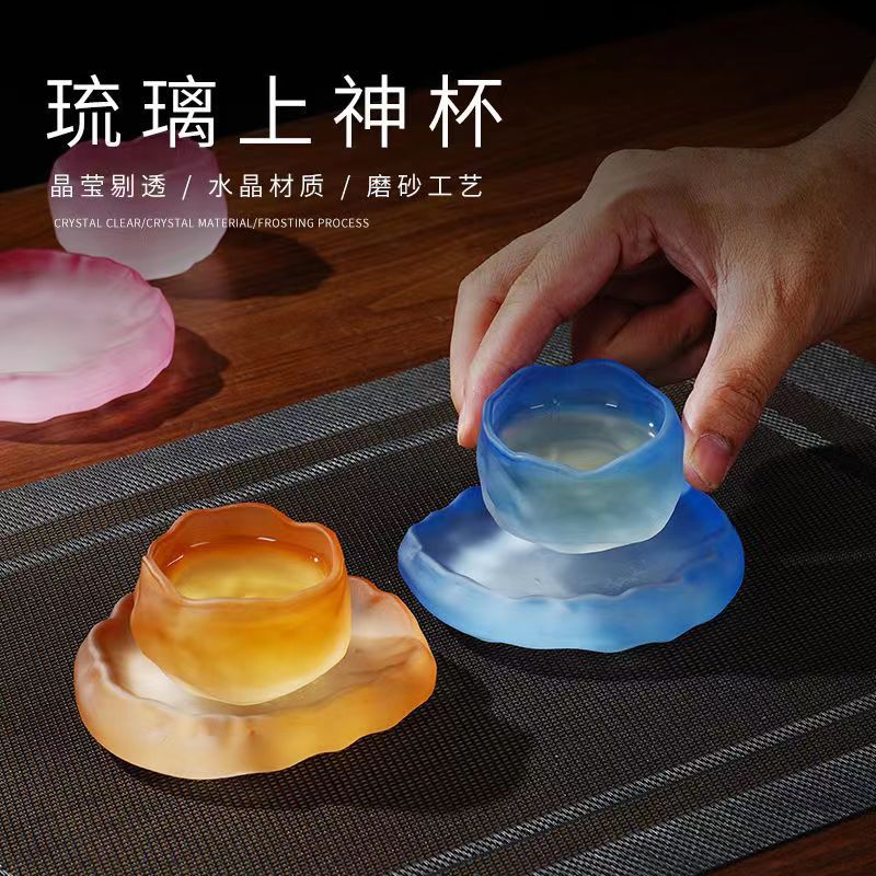 INS First Snow Glass Tea Cups with high appearance standards, Japanese snow release cups, transparent frosted tea tasting cups, handcrafted glass Shangshen cups, and other selected categories pic 3