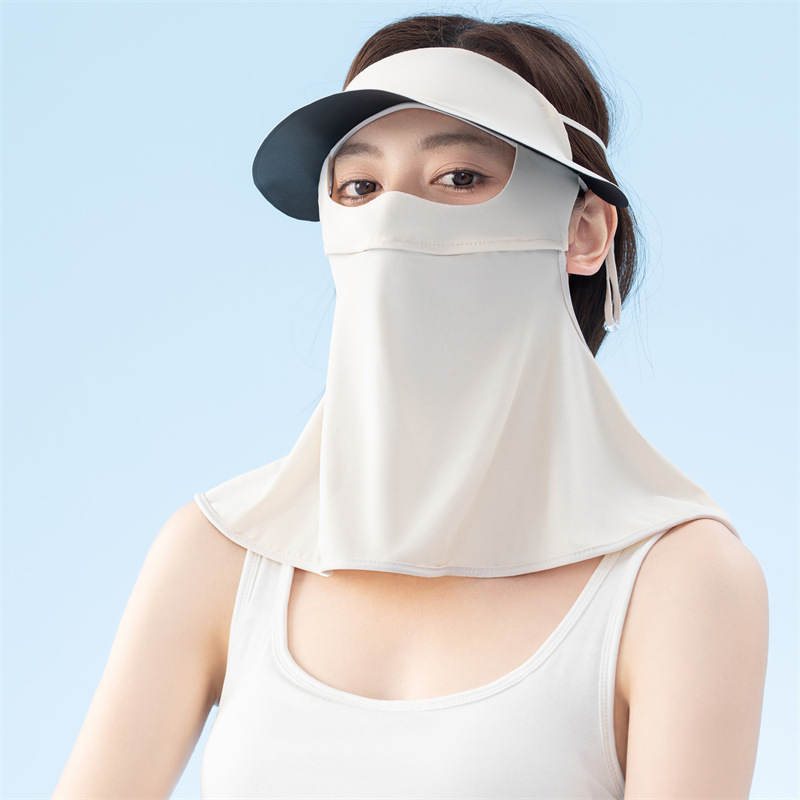 黑胶长款面罩全脸遮阳防晒口罩太阳帽子夏季骑行护颈冰丝面罩批发详情3