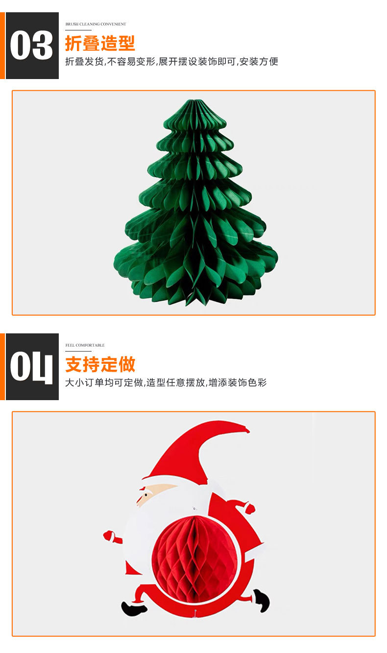 Christmas ornaments, scene arrangement, paper bells, paper balls, shopping mall window decoration, creative honeycomb Christmas paper hats, Christmas trees pic 4