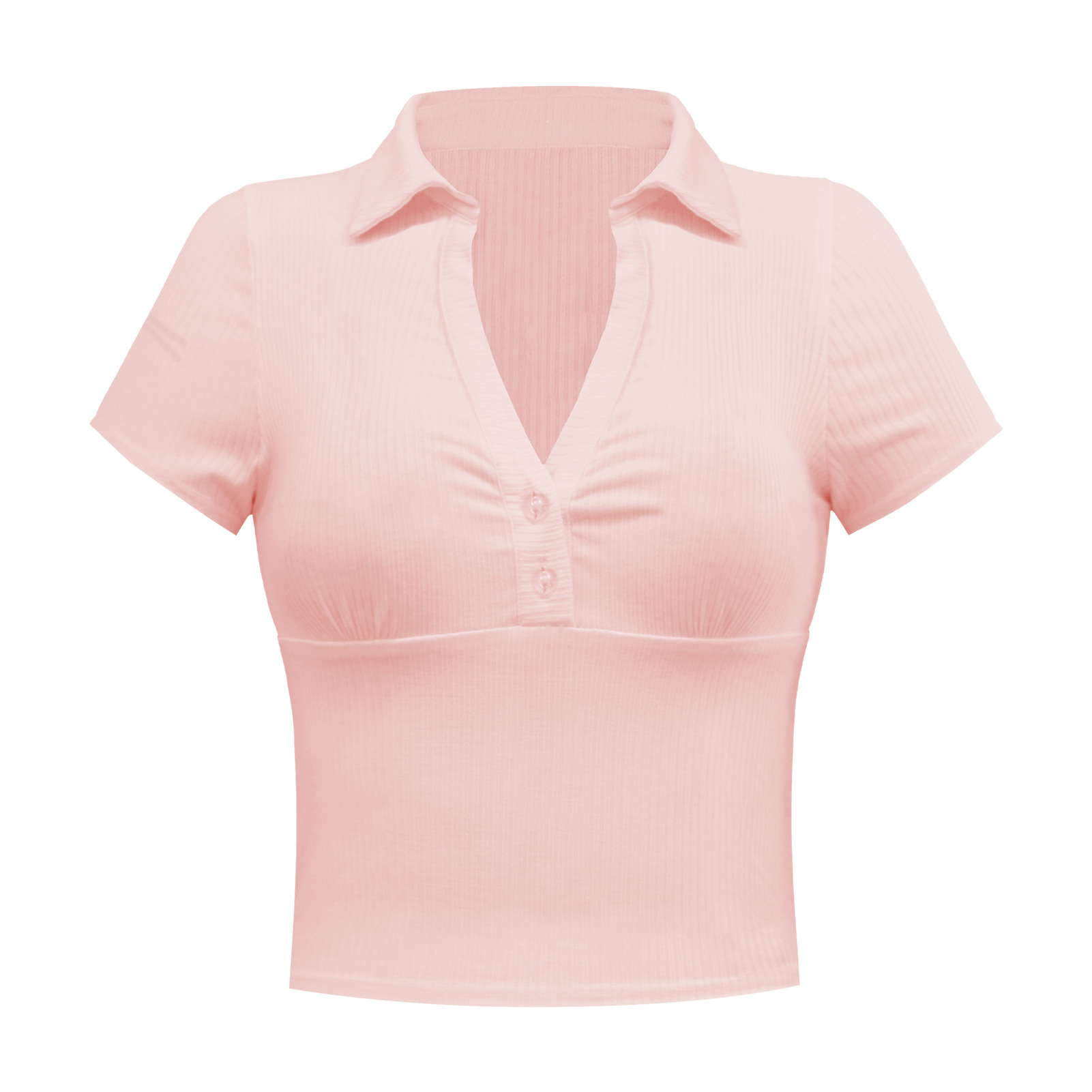 Moda europea y americana verano mujer retro chic recorte de la cintura sudadera corte corto polo manga corta casual camiseta top pic 69