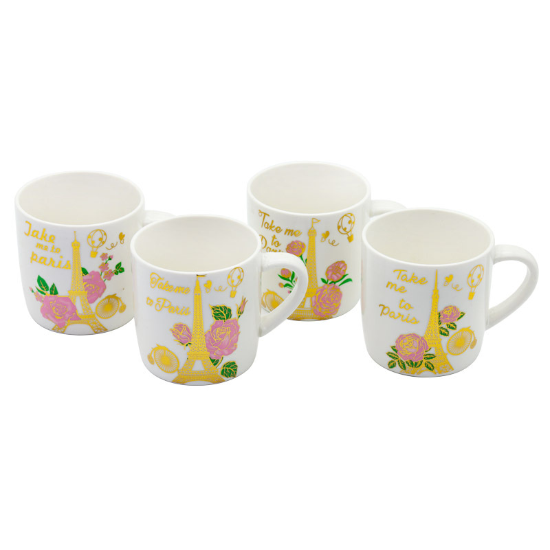 Export ceramic coffee cups with gilded patterns on the Eiffel Tower, French architecture, household universal style, factory direct supply pic 2