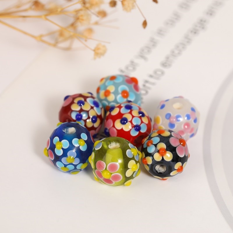晗钰缘 日式琉璃散珠大红多花珠转珠外花玻璃珠手链diy饰品配件详情5