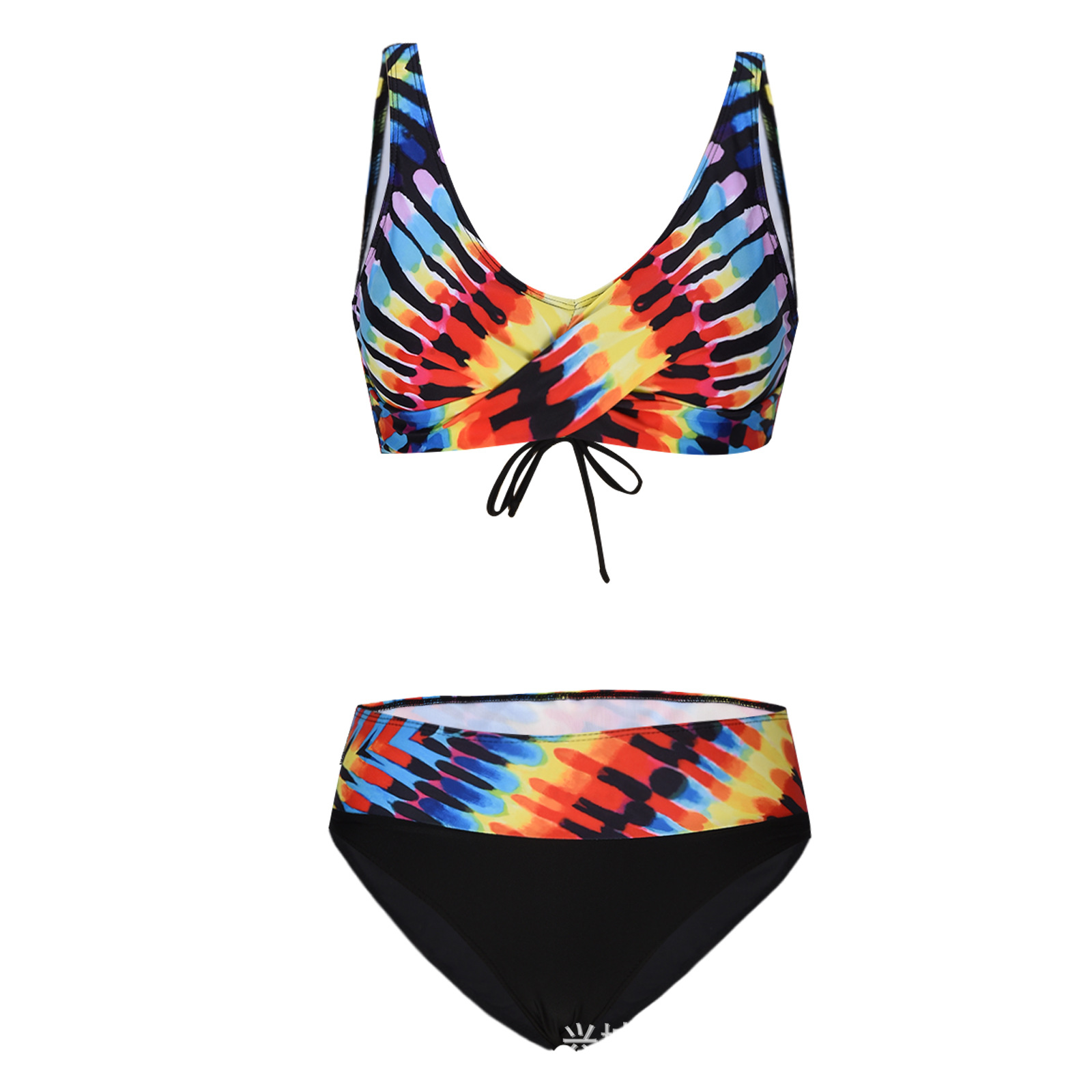 2024新款跨境欧美大码女速干性感露背高腰两件套比基尼泳衣批发详情13