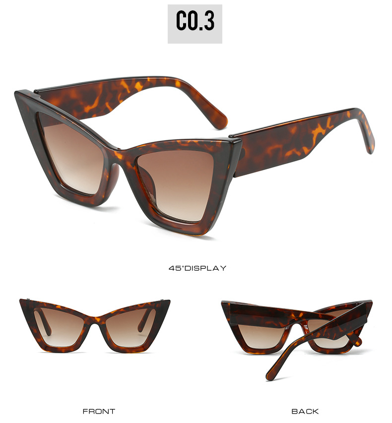 欧美女士猫眼太阳镜彩色花纹修饰脸型潮流墨镜街拍派对眼镜M459详情9