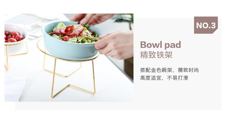 Nordic creative home ceramic pet bowls and food bowls with metal frames that are disassemblable and easy to clean pic 7