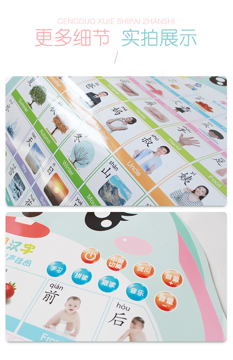 Pinyin sound rabbit wall pictures, baby cognitive enlightenment early education sound toys for boys, girls and infants wholesale pic 14