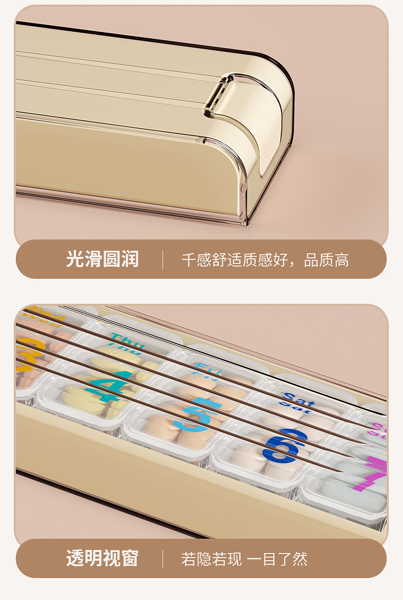 Portable medicine box, three meals a day, portable medicine packaging box, seven-compartment medicine box for seven days a week, large-capacity medicine dispenser, specially for foreign trade. Specially for foreign trade pic 31