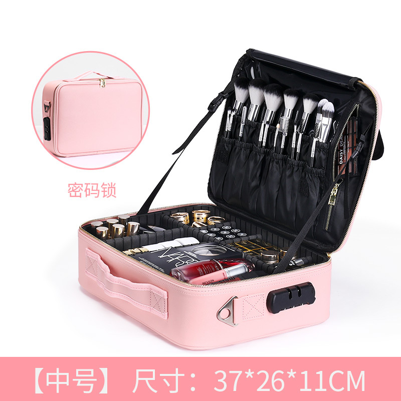 新款PU化妆包女大容量纹绣美容美发工具包化妆品收纳多层隔板套装详情17