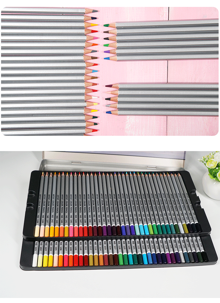 Wholesale of 72-color colored pencils in iron boxes, 36-color and 48-color art oil-based pencils, with built-in numbered coloring supplies pic 13
