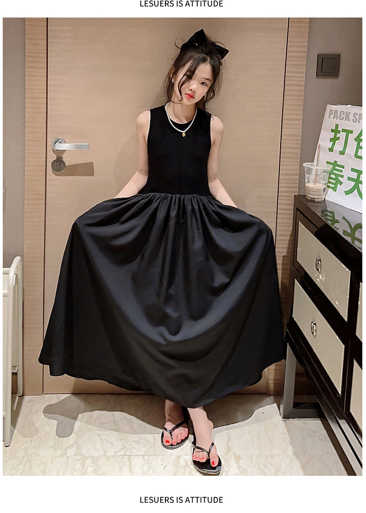 女童连衣裙夏装2023新款夏季儿童洋气公主裙网红中大童无袖长裙子详情16